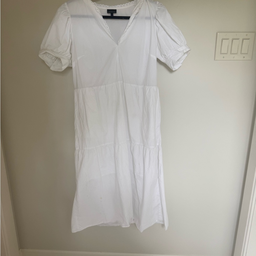 Who What Wear White Ruched Midi Sundress